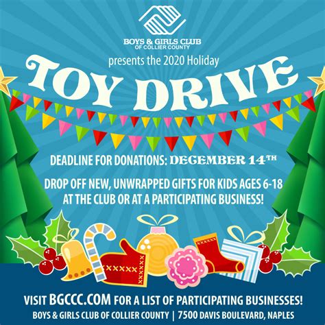 Toy drive near me - Most toy drives will accept donations throughout the month of December, with a final drop-off date around December 15-20. Be sure to check specific deadlines for each drive. What types of toys are needed most? Toys for infants, toddlers and pre-teens are usually in highest demand. Appropriate toys include books, puzzles, arts and crafts, sports ...